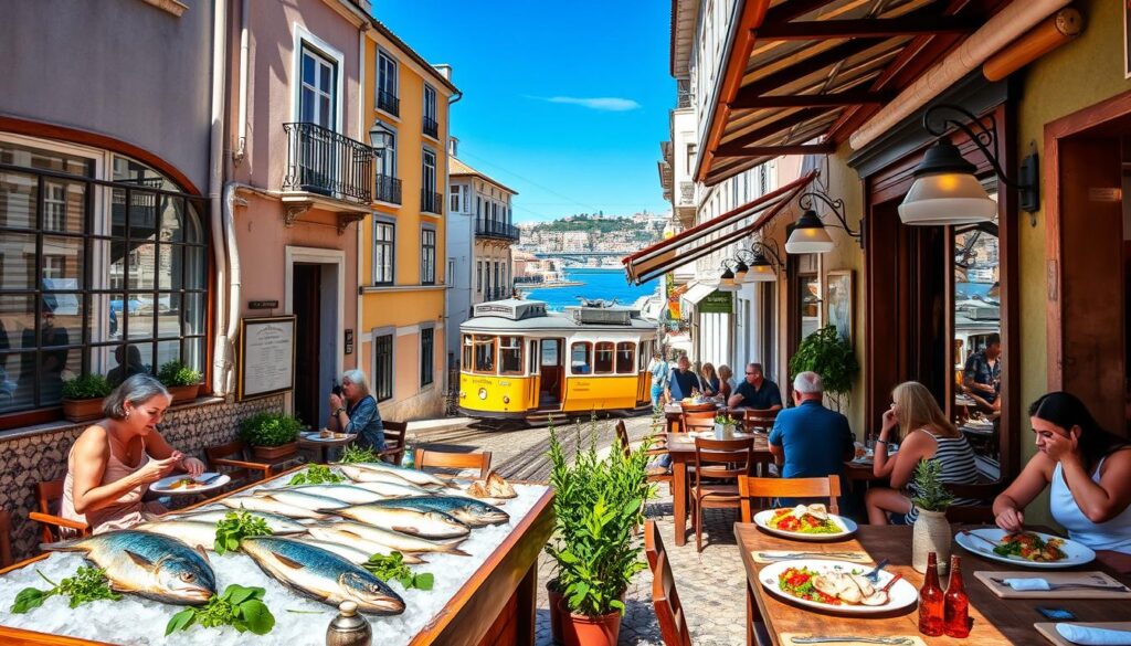 Lisbon seafood scene Lisbon seafood scene