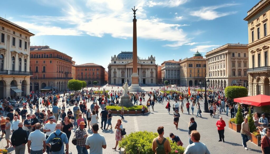 Piazza Venezia bustling atmosphere in Rome Piazza Venezia bustling atmosphere in Rome