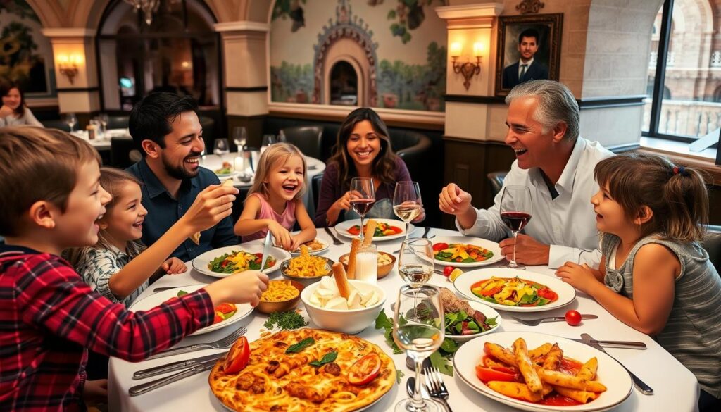 Family Enjoying Italian Dining Family Enjoying Italian Dining
