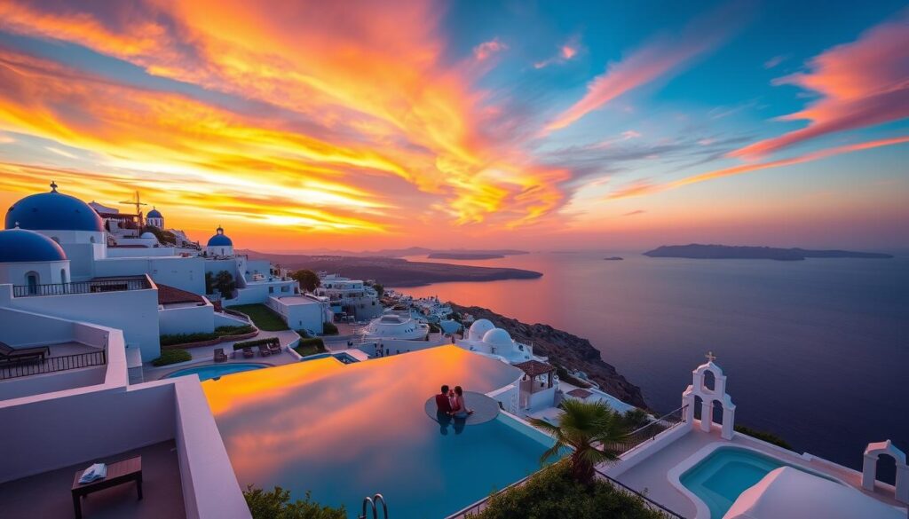 Romantic Santorini Resort Sunset Romantic Santorini Resort Sunset